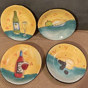 VTG 1999-4 Hausenware 5.75" Cheese/Fruit/Dessert Plates-Mary Jane Mitchell-EUC